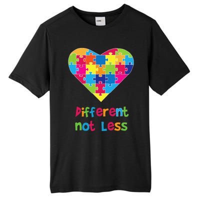 Different Not Less Autism Awareness Heart Puzzle Tall Fusion ChromaSoft Performance T-Shirt