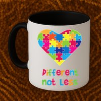 Different Not Less Autism Awareness Heart Puzzle Mug