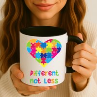 Different Not Less Autism Awareness Heart Puzzle Mug