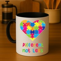 Different Not Less Autism Awareness Heart Puzzle Mug