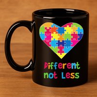 Different Not Less Autism Awareness Heart Puzzle 11oz C Handle Ceramic Mug