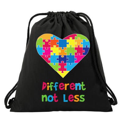 Different Not Less Autism Awareness Heart Puzzle Drawstring Bag
