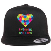 Different Not Less Autism Awareness Heart Puzzle Flatbill Hat