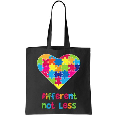 Different Not Less Autism Awareness Heart Puzzle Bag