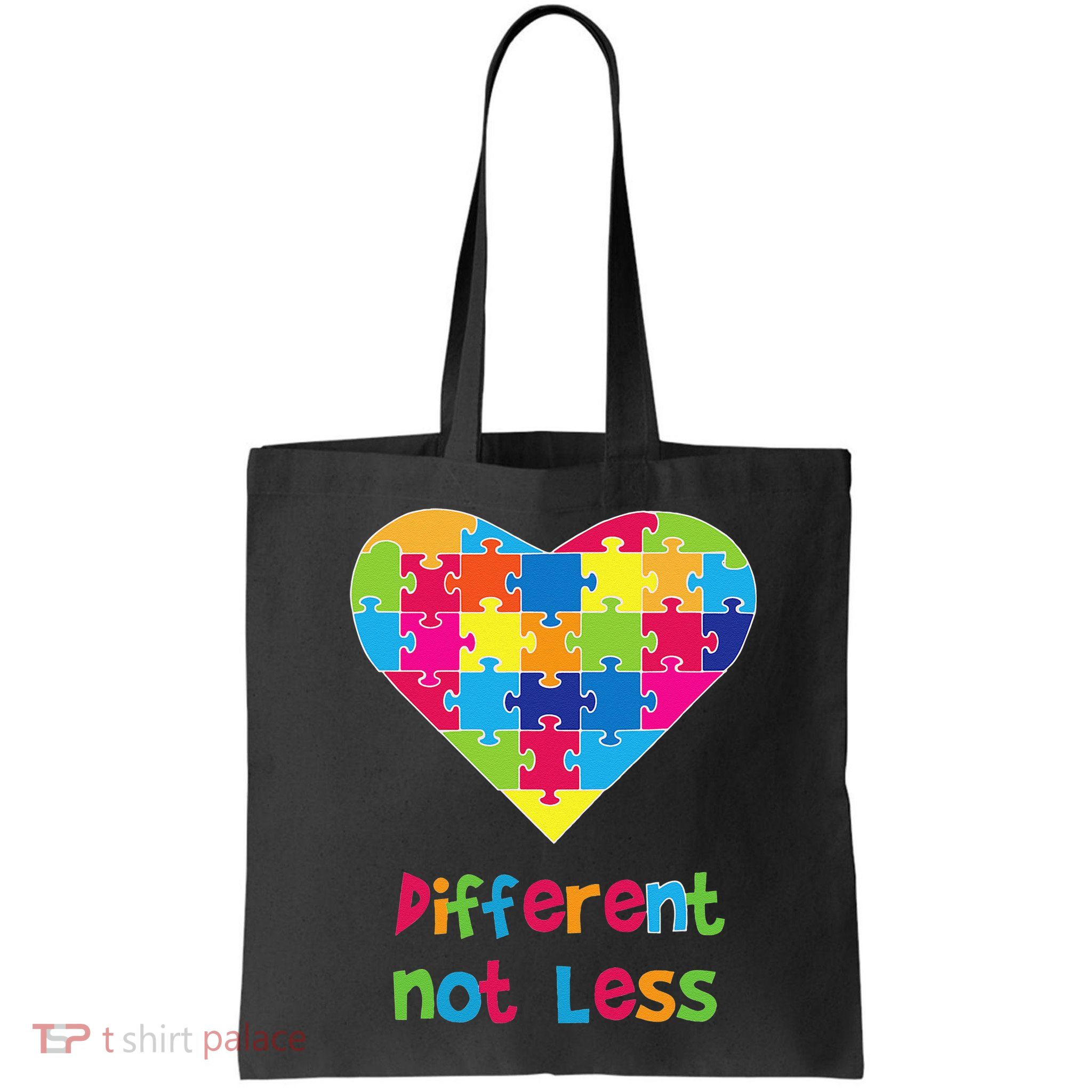 Different Not Less Autism Awareness Heart Puzzle Bag