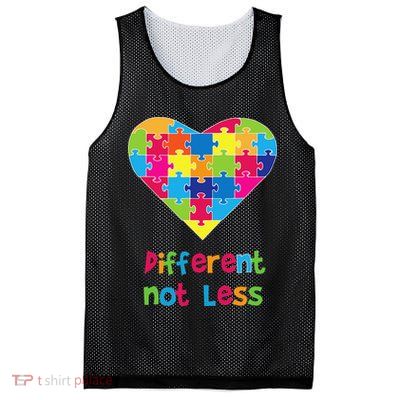 Different Not Less Autism Awareness Heart Puzzle Mesh Reversible Basketball Jersey Tank