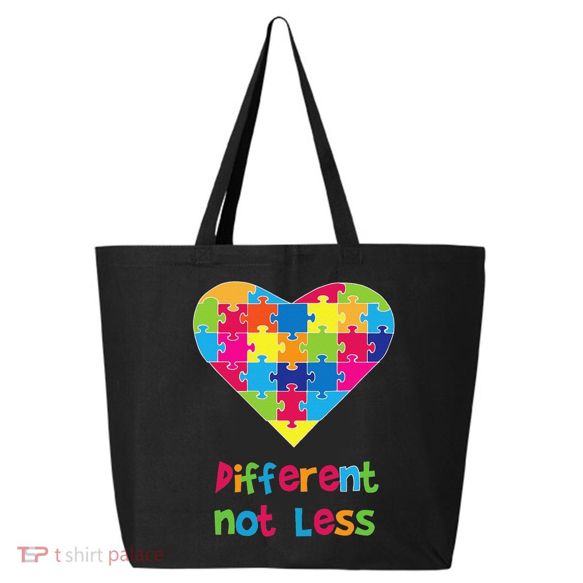 Different Not Less Autism Awareness Heart Puzzle 25L Jumbo Tote