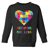 Different Not Less Autism Awareness Heart Puzzle Toddler Sweatshirt