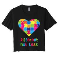 Different Not Less Autism Awareness Heart Puzzle Crop Top
