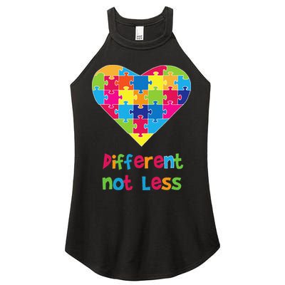 Different Not Less Autism Awareness Heart Puzzle Women's Perfect Tri Rocker Tank