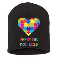 Different Not Less Autism Awareness Heart Puzzle Short Acrylic Beanie