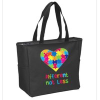 Different Not Less Autism Awareness Heart Puzzle Zip Tote Bag