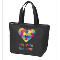 Different Not Less Autism Awareness Heart Puzzle Zip Tote Bag