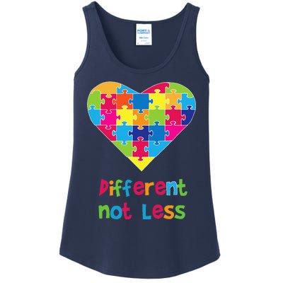 Different Not Less Autism Awareness Heart Puzzle Ladies Essential Tank