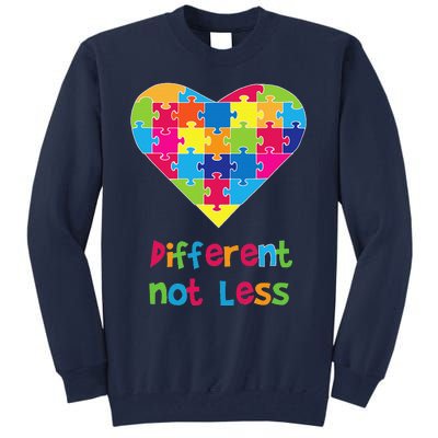 Different Not Less Autism Awareness Heart Puzzle Tall Sweatshirt