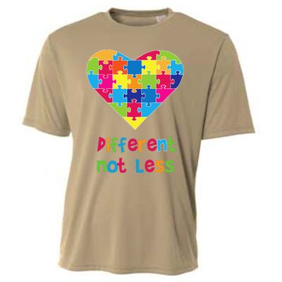 Different Not Less Autism Awareness Heart Puzzle Cooling Performance Crew T-Shirt