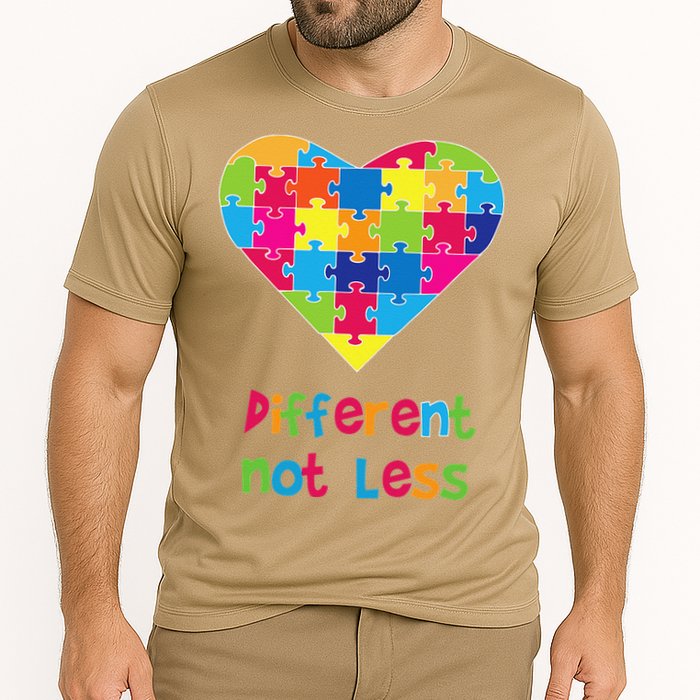 Different Not Less Autism Awareness Heart Puzzle Performance Shirt