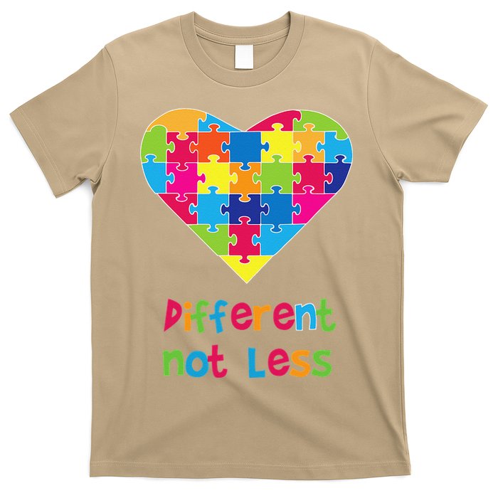 Different Not Less Autism Awareness Heart Puzzle T-Shirt