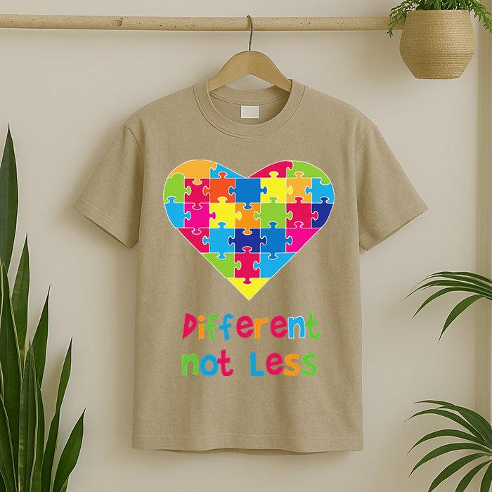 Different Not Less Autism Awareness Heart Puzzle T-Shirt