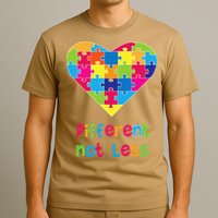 Different Not Less Autism Awareness Heart Puzzle T-Shirt