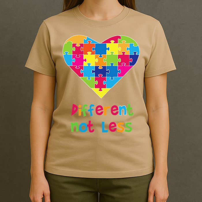 Different Not Less Autism Awareness Heart Puzzle T-Shirt