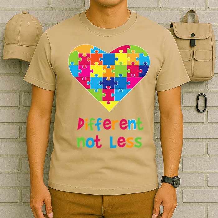 Different Not Less Autism Awareness Heart Puzzle T-Shirt