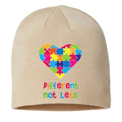 Different Not Less Autism Awareness Heart Puzzle Sustainable Beanie