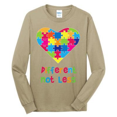 Different Not Less Autism Awareness Heart Puzzle Tall Long Sleeve T-Shirt