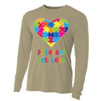 Different Not Less Autism Awareness Heart Puzzle Cooling Performance Long Sleeve Crew