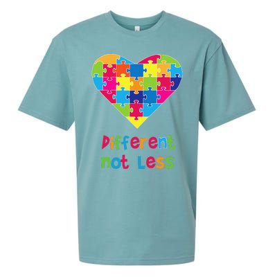 Different Not Less Autism Awareness Heart Puzzle Sueded Cloud Jersey T-Shirt