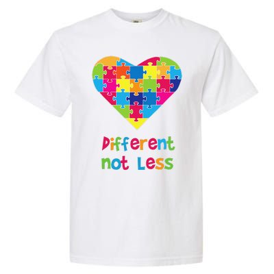 Different Not Less Autism Awareness Heart Puzzle Garment-Dyed Heavyweight T-Shirt