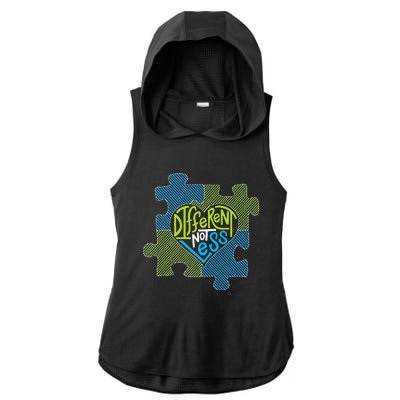 Different Not Less Autism Puzzle Piece Ladies PosiCharge Tri-Blend Wicking Draft Hoodie Tank