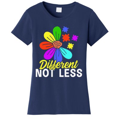 Different Not Less Puzzle Flower Autism Awareness Women's T-Shirt