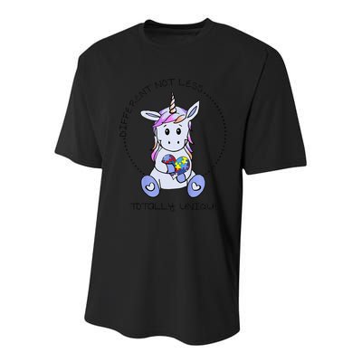 Different Not Less Totally Unique Unicorn Youth Performance Sprint T-Shirt