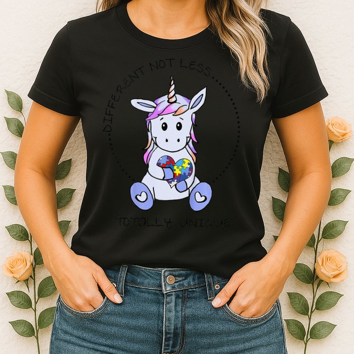 Different Not Less Totally Unique Unicorn Womens T-Shirt