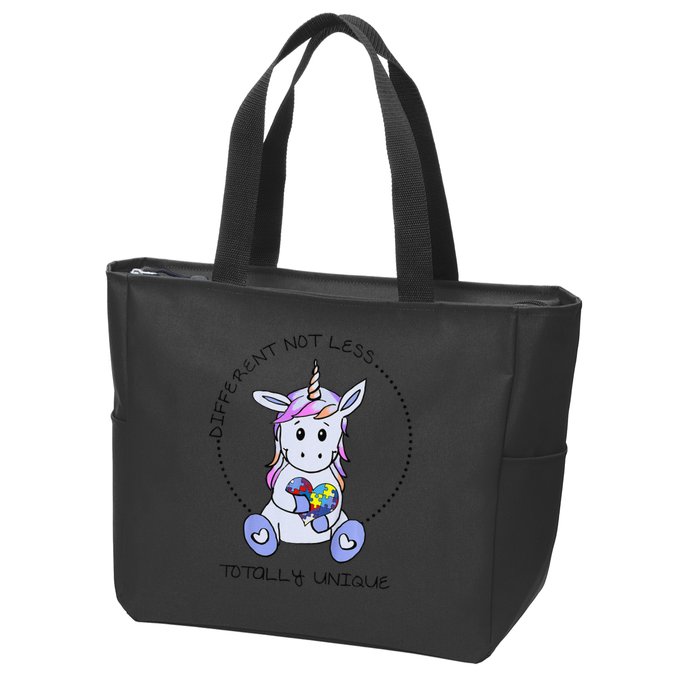 Different Not Less Totally Unique Unicorn Zip Tote Bag