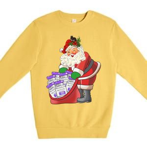 Derm Nurse Life Aesthetic Nurse Christmas Santa Claus Cool Gift Premium Crewneck Sweatshirt