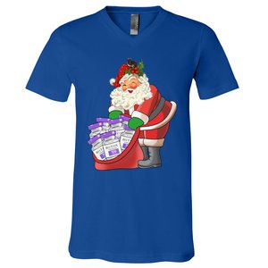 Derm Nurse Life Aesthetic Nurse Christmas Santa Claus Cool Gift V-Neck T-Shirt