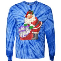 Derm Nurse Life Aesthetic Nurse Christmas Santa Claus Cool Gift Tie-Dye Long Sleeve Shirt