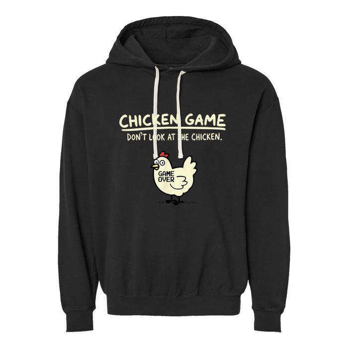 Do Not Look Chicken Game Garment-Dyed Fleece Hoodie