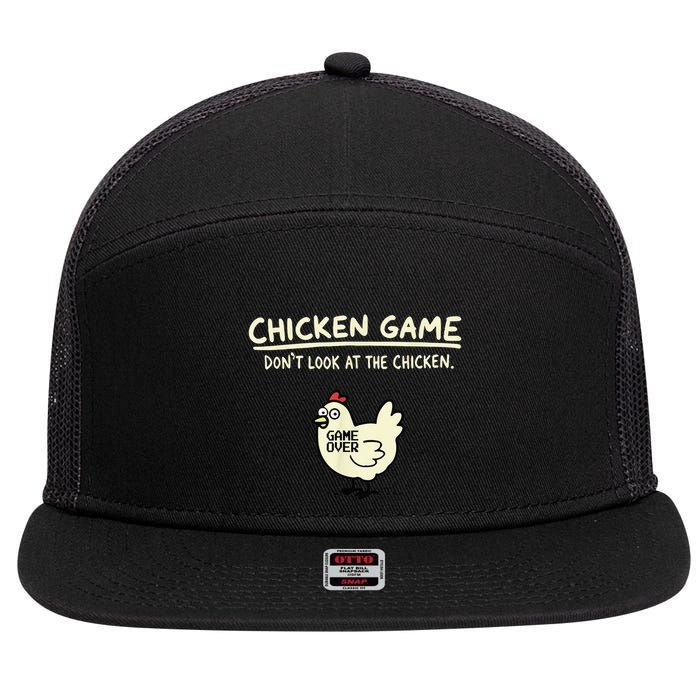 Do Not Look Chicken Game 7 Panel Mesh Trucker Snapback Hat