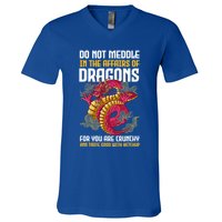 Do Not Meddle In The Affairs Of Dragons For You Are Crunchy V-Neck T-Shirt