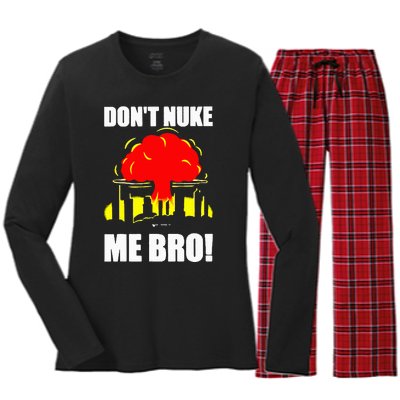 Don’t Nuke Me Bro retro Women's Long Sleeve Flannel Pajama Set 