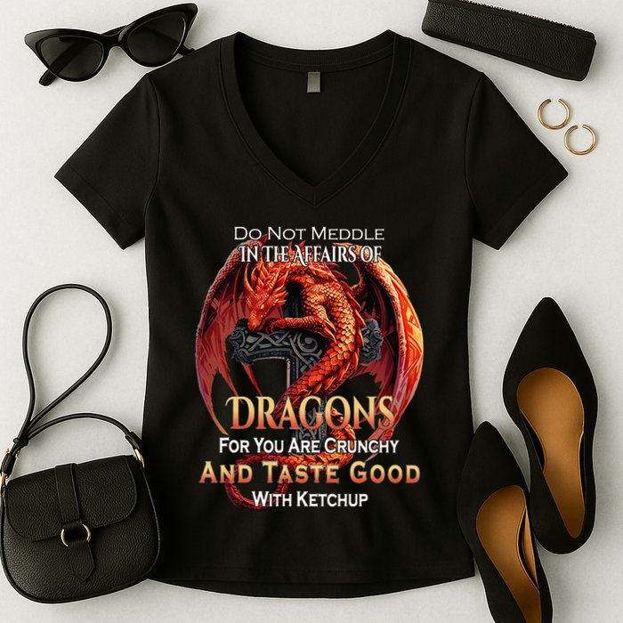Do Not Meddle In The Affairs Of Dragons Fantasy Women's V-Neck T-Shirt