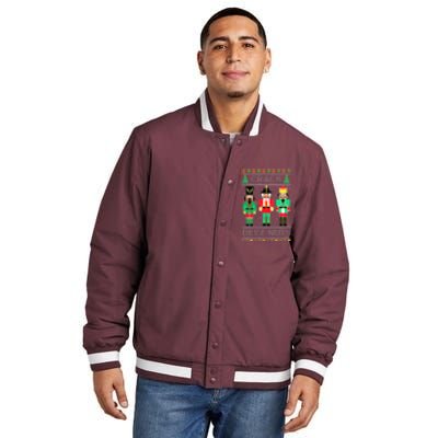 Deez Nuts Nutcracker Gifts Ugly Christmas Insulated Varsity Jacket