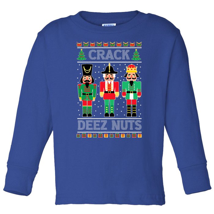 Deez Nuts Nutcracker Funny Ugly Christmas Sweater Xmas Toddler Long Sleeve Shirt