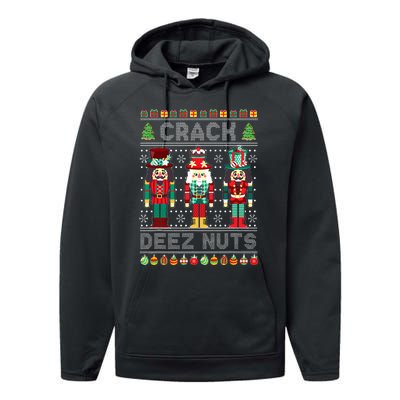 Deez Nuts Nutcracker Funny Ugly Christmas Sweater Xmas Performance Fleece Hoodie