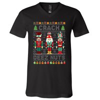 Deez Nuts Nutcracker Funny Ugly Christmas Sweater Xmas V-Neck T-Shirt