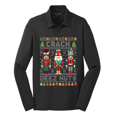 Deez Nuts Nutcracker Funny Ugly Christmas Sweater Xmas Silk Touch Performance Long Sleeve Polo