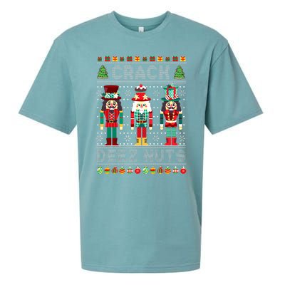 Deez Nuts Nutcracker Funny Ugly Christmas Sweater Xmas Sueded Cloud Jersey T-Shirt